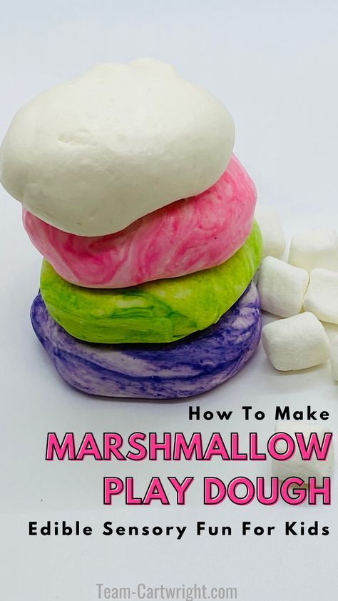 Easy Diy Playdough, Marshmallow Science, Marshmallow Playdough, Kids Sensory Activities, Edible Playdough, Tactile Sensory, Diy Playdough, Easy Toddler Activities, Baby Sensory Play