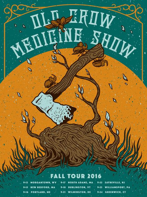 https://www.loganschmitt.com/officially-licensed-posters Crow Medicine, Old Crow Medicine Show, Poster Display, French Paper, New Bedford, Tour Posters, Halloween Images, Concert Posters, Merry And Bright