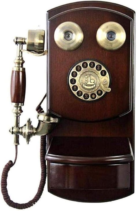 Amazon.com : Retro landline- Corded Phones Wall-Mounted Vintage Phone/Retro Telephone with Wood and Metal Body, Phones Creative European-Style Old Rotary Fixed Telephone for Home Hotel (Size : 18X24X45CM) : Office Products Corded Phones, Retro Telephone, Antique Telephone, Bell Sound, Wall Phone, Vintage Phone, Rotary Phone, Retro Phone, Vintage Phones