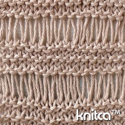 Right side of knitting stitch pattern – Drop Stitch 1 : www.knitca.com Knit Purl Stitches, Lace Knitting Stitches, Drop Stitch, Knitted Blanket, Lace Knitting Patterns, Easy Stitch, Purl Stitch, How To Purl Knit, Knit Stitch Patterns