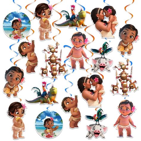 PRICES MAY VARY. Package Included: 36 pcs hanging swirls, Printed with exquisite patterns, If you are preparing for a moana party, do not miss them. Believe that they will let your party more unique and wonderful! Moana Party Supplies: If you are planning to hold a moana birthday party for your kids This moana party supplies are very suitable as children’s birthday gifts, they will create a huge hit and great fun to your party. Quality: All the hanging banner decorations are made of premium pape Moana Party Decorations, Moana Birthday Party Theme, Cartoon Party, Moana 2, Moana Birthday Party, Moana Party, Party Wall, Moana Birthday, Holding Baby