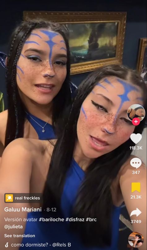 Easy Avatar Makeup, Simple Avatar Makeup, Avatar Halloween Costumes Women, Halloween Costumes Avatar, Avatar Costume Women, Bariloche Outfits, Avatar Halloween Costumes, Avatar Costume, Avatar Halloween