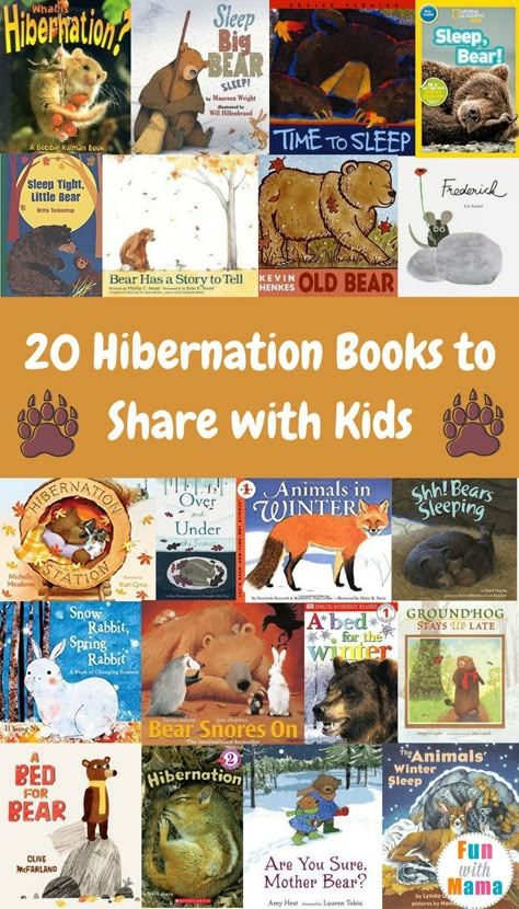 20 Bear Hibernation Books + Animals That Hibernate For Kids - Fun with Mama #hibernation #books #animals Bear Hibernation, Hibernation Activities, Hibernation Preschool, Hibernating Animals, Alphabet Letter Matching, Animals That Hibernate, Animals In Winter, Nature Books, Winter Books