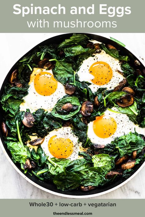 Mushrooms For Breakfast, Spinach And Eggs, Egg And Spinach, Cooking Stories, Ground Beef Lunch, Beef Snacks, Eggs Spinach, Spinach Breakfast, Chicken Recipe Air Fryer