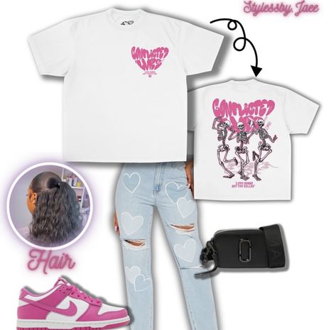 Outfits With Fushia Dunks, Baddie School Outfits Highschool Summer, Fushia Dunks Outfit, Fushia Pink Outfit, Fushia Outfit, Pink Dunks, Cute Highschool Outfits, Cute Online Clothing Stores, Dunks Outfit