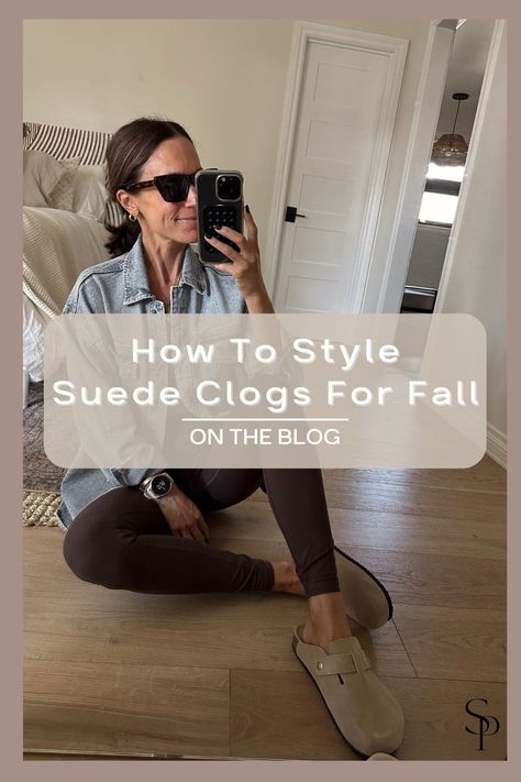 Do you want to love the suede clogs this fall but don't know where to start? After a bit of trial and error, I found what I feel works best for these amazingly comfortable, and might I add warm, shoes. I’m sharing 13 ways I’ve styled both pairs on the blog and I hope it helps if you’ve been on the fence about them in the styling department as well! Suede Clogs Outfit Women, Winter Shoes 2024 Women, Fall Shoes Aesthetic, Suede Clogs Outfit, Fall Shoes 2024 Women, How To Wear Clogs With Jeans, Clogs Outfit For Women, Clog Outfit Fall, Styling Clogs