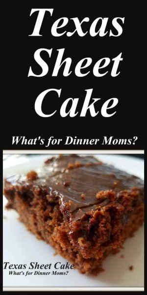 Texas Sheet Cake – What's for Dinner Moms? Chimney Cakes, Texas Sheet Cake Recipe, Sheet Cake Recipe, Texas Sheet, Recipe List, Texas Sheet Cake, Chocolate Sheet Cake, State Foods, Sheet Cake Recipes