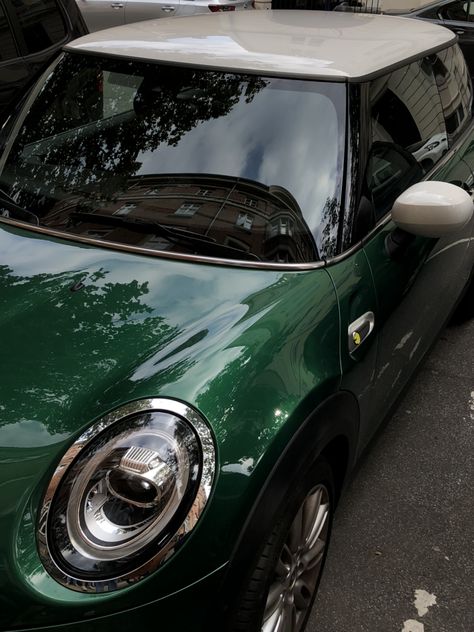 Vw Beetle Green, Green Mini Cooper Aesthetic, Mini Copper Aesthetics, Mini Cooper Green, Mini Cooper Aesthetic, Green Mini Cooper, Mini Cooper Wallpaper, Cooper Aesthetic, Mini Cooper Interior