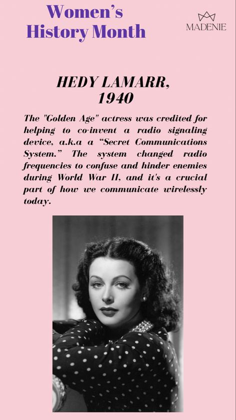 Heddy Lamar Aesthetic, Hedy Lamarr Aesthetic, Hedy Lamarr Fashion, Heddy Lamarr, Cleaning Aesthetic, Women History, Hedy Lamarr, Mental Health Posters, Women's History Month