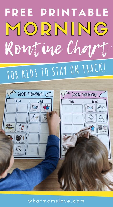 FREE Printable Morning Routine Chart for Kids | Customize this checklist to help your children be independent in their daily morning tasks and chores. Great for kids of all ages - from toddlers to teens. Perfect as a back-to-school or homeschool routine. Morning Routine Chart For Kids, Printable Morning Routine, Toddler Morning Routine, Morning Routine Printable, Daily Routine Chart For Kids, Daily Routine Kids, Family Routine, Morning Routine Chart, Morning Routine Kids