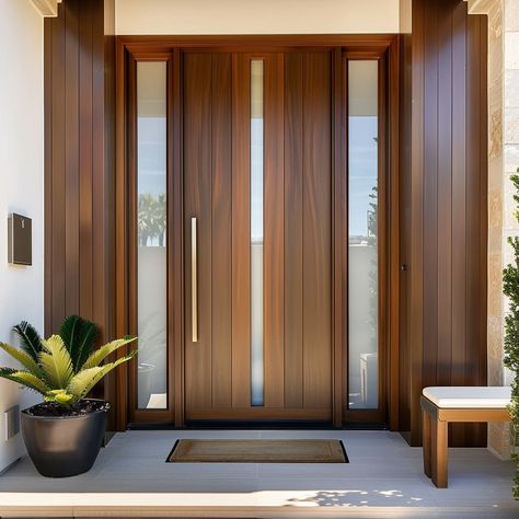 An American-style house entrance door with high-quality hinges ensures smooth operation and longevity Giant Doors Entrance, Modern Front Door Double, Double Front Doors Modern, Entrance Doors Ideas Front Entry, Wooden Doors Entrance Front Entry, Bedroom Door Design Wooden, House Entrance Doors, Performance Aesthetic, American Style House