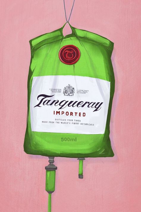 Funny artwork featuring an medical drip filled with gin alcohol Gin And Tonic Poster, Bar Cart Area, Gin Poster, Gin Art, Iv Bag, Wonderland Artwork, Iv Drip, Drip Art, Food Wall Art