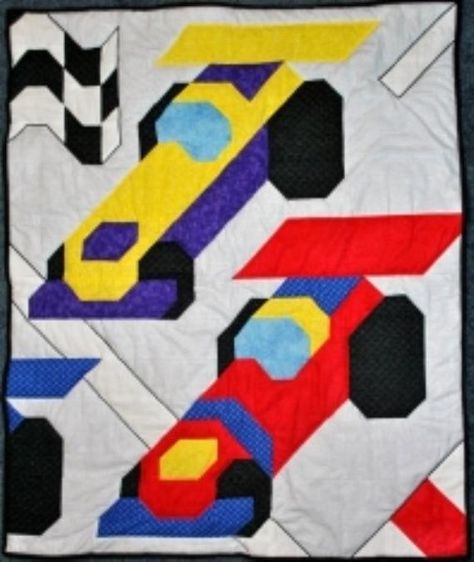 Race Cars Quilt Pattern Car Quilt Pattern, Race Car Quilt, Car Quilt, Pieced Quilts, Childrens Quilts, Baby Quilt Patterns, Lap Quilts, Owl Patterns, Boy Quilts