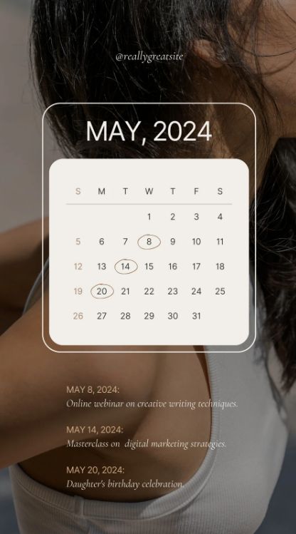 Use this template in your projects and elevate your creativity! Follow me on Canva: https://www.canva.com/p/ok-templates/ #calendar #photocollage #photoshoot #elegant #minimal #quote #planner #event #webinar #schedule Calendar Instagram Story, Creative Writing Techniques, Photoshoot Elegant, 달력 디자인, Calendar Date, Roller Girl, 2024 Calendar, Custom Templates, May 2024