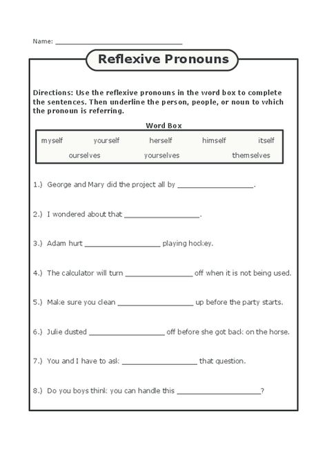 Reflexive Pronouns Worksheets Esl Pronouns, Reflexive Pronouns Activities, Reflexive Pronouns Worksheet, Intensive Pronouns, English Nouns, Reflexive Pronouns, Pronouns Worksheet, Pronoun Activities, Verbo To Be