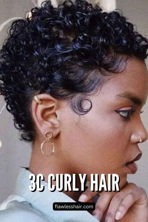 Jet Black Curly Pixie 3c Curly Hair, Short Natural Curly Hair, Curly Hair Trends, Curly Pixie Hairstyles, Curly Pixie Haircuts, Natural Hair Cuts, Natural Hair Short Cuts, Short Sassy Hair, Short Curly Haircuts