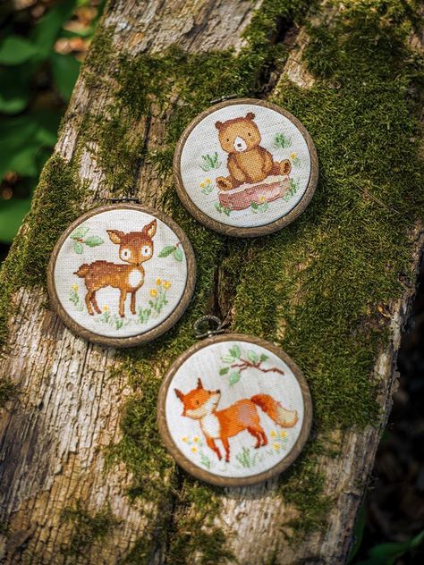 Vervaco?Miniature Forest Animals Set Of 3 Cross Stitch Kit - 10cm X 10cm/4in X 4in Miniature Forest, Diy Kits For Adults, Counted Cross Stitch Kits, Stitch Kit, Cross Stitch Kits, Forest Animals, Cross Stitch Kit, Cute Little Animals, Craft Inspiration