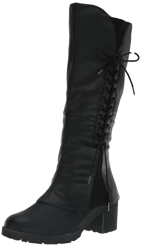 PRICES MAY VARY. Half Sizes Available Stretch in Calf Muk Luxe Lining Multiple color options available Slim Fit Thigh High Boots, Black Leather Boots Aesthetic, Working Boots For Women, Diner Makeup, Black Boots No Heel, Vampire Boots, Gothic Boots Women, Mid Calf Black Boots, Fantasy Boots