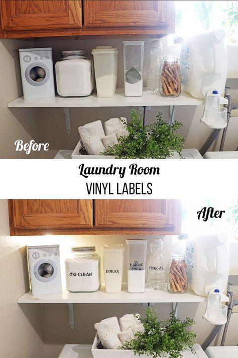 Laundry Room Labels. Create vinyl labels using your Cricut machine to help organize your laundry room supplies. Organize Laundry Room, Laundry Room Labels, Laundry Room Supplies, Organize Laundry, Creamer Bottles, Clear Containers, Laundry Labels, Free Printable Crafts, Create Labels