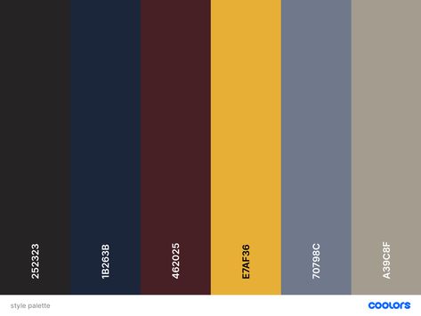 dark academia color scheme with yellow accent Yearbook Color Schemes, Academic Color Palette, Light Academia Color Palette, Academia Color Palette, Light Academia Colors, Colorful Academia, Dark Academia Color Palette, Floss Crafts, Dark Maximalism