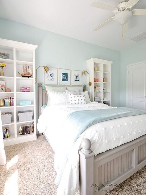 Tween Bedroom Makeover Final Reveal – One Room Challenge Girls Blue Bedroom, Girls Bedroom Makeover, Bedroom Painting, Big Girl Bedrooms, Hiasan Bilik, Girl Bedroom Designs, Girl Bedroom Decor, Blue Rooms, Big Girl Rooms