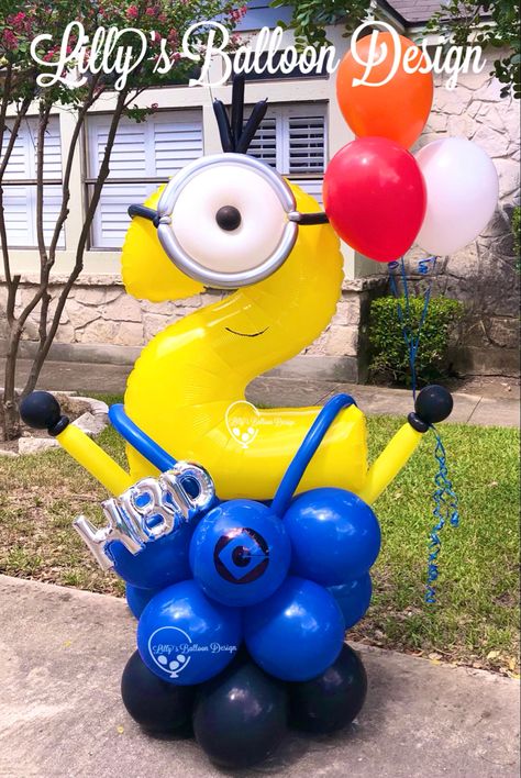 #thisistwo #minions #minion #despicableme #miniontheme #minionsparty #birthdayparty #minionsmovie #minionlover #minionstuff #minioncake #disney #minionslover #minionsworld #iloveminions #loveminions #banana #minionsforever #lillysballoondesign #sanantonio #satx #texas #texascheck #terribletwos #kids #babies #mom #dad #bekind #loveoneanother Minion Balloon Bouquet, Minion Balloon Garland, Minion Balloon Arch, Minion 2nd Birthday Party, Minion Balloons Decorations, Minion Birthday Party Ideas, Minions Birthday Party Decorations, Minion Pinata, Minion Balloons