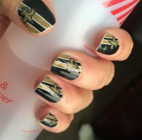 New Orleans Saints Nails, Saints Nails, Saints Football, Finger Nails, Nails Diy, New Orleans Saints, Jamberry, Diy Nails, Nail Ideas