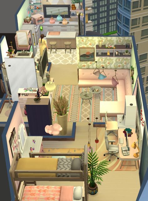 Gallery ID: HellieDawn Sims4 Apartment Layout, Sims Gallery Houses, Sims 4 Small Apartment, Apartment Sims 4, The Sims 4 Apartment, Sims Room, Sims 4 Loft, Casas The Sims Freeplay, Sims 4 Modern House