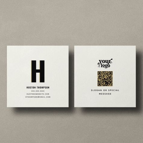 Masculine Business Cards, Shadow Monogram, Logo Professional, Qr Code Generator, Gold Color Scheme, H Logos, Square Business Card, Unique Business Cards, Unique Business