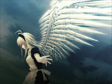 Wings Anime, Dark Angels, Moe Anime, Angels And Demons, Dark Angel, Anime Angel, Dark Anime, Digital Wallpaper, Anime Style