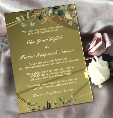 Acrylic Wedding Invitation, Acrylic Invitation, Quinceanera Invitation, Appreciate Life Quotes, Acrylic Wedding Invitations, Acrylic Invitations, Wedding Invitations Online, Appreciate Life, Mirror Gold