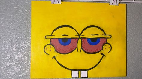 Spongebob High Drawing, High Characters Painting, High Spongebob, Painting Ideas High Cartoons, Cartoon Characters High Paintings, Spongebob High Painting, Spongebob Character Paintings, Silly Painting Ideas, Spongebob Painting High