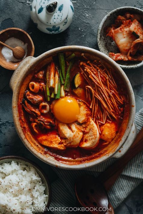 Sundubu Jjigae (Korean Soft Tofu Stew) | Omnivore's Cookbook Tofu Stew Recipe, Korean Tofu Stew, Sundubu Jjigae, Soft Tofu Stew, Soondubu Jjigae, Jjigae Recipe, Korean Tofu, Tofu Stew, Soft Tofu