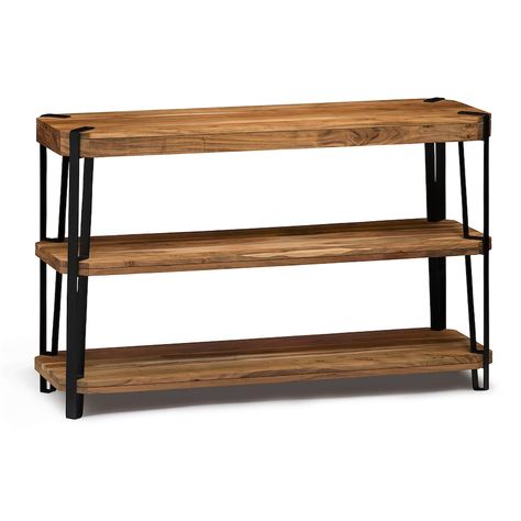 Alaterre Furniture Ryegate Live Edge Console Table, Brown Metal Media Console, Live Edge Console Table, Live Edge Design, Wood Media Console, Media Console Table, Industrial Console Tables, Metal Console Table, Metal Console, Into The Wood