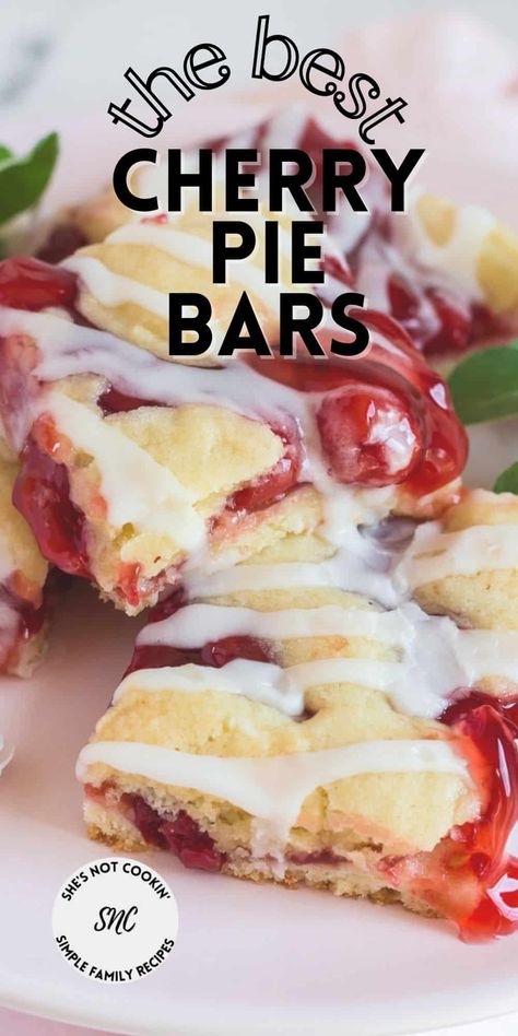 Food Bars For A Crowd, Easy Cherry Pie Filling Desserts, Bars For A Crowd, Cherry Pie Bars Recipe, Cherry Danish, Cherry Pie Filling Recipes, Cherry Pie Bars, Homemade Cherry Pies, Cherry Bars