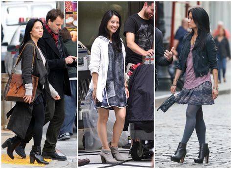 American Threads : Joan Watson boots Joan Watson Outfits, Watson Elementary, Joan Watson, American Threads, Lucy Liu, Green Shoes, Get The Look, Her Style, Photo Storage