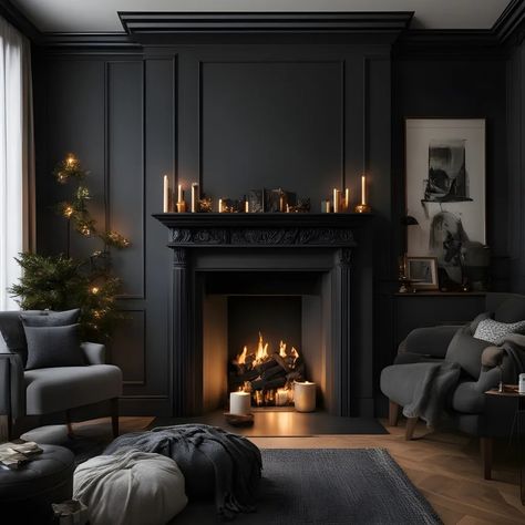 Dark Academia Aesthetic Living Room, Elegant Dark Academia, Academia Living Room, Moody Western, Dark Academia Living Room, Dark Lounge, Dark Walls Living Room, Academia House, Dark Academia Interior