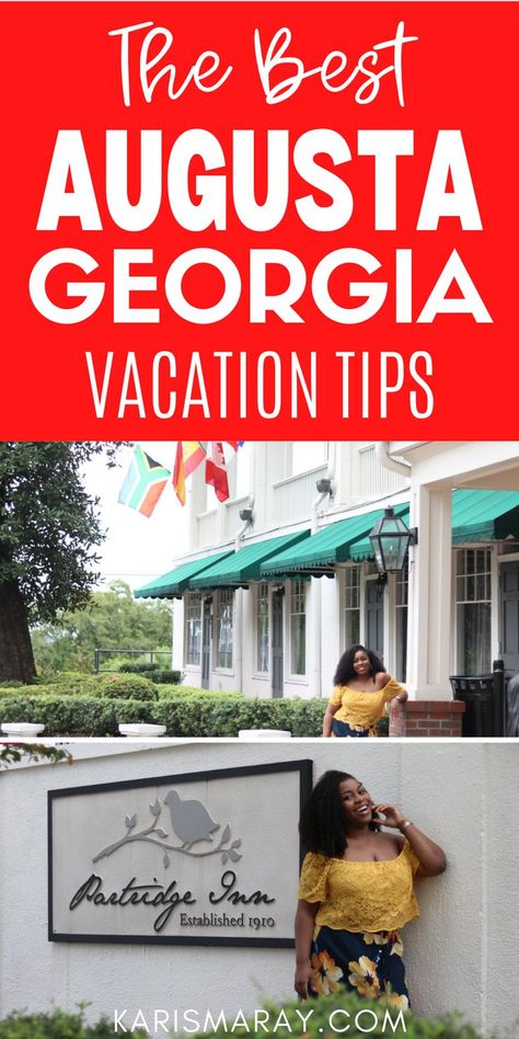 Here's one of the best places to visit in Georgia! Augusta! I share the best things to do in Augusta Georgia including amazing food and restaurants, and sites to see downtown like the riverwalk. These are the best Augusta Vacation tips for a solo trip or a family vacation with kids! Places To Visit In Georgia, Georgia Food, Atlanta Lifestyle, Travel Georgia, Georgia Vacation, Augusta Georgia, Budget Vacation, Solo Trip, Vacation Tips