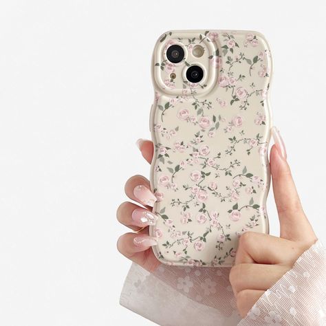 Cute Phone Cases Aesthetic, Wavy Frame, Flowers Beige, Cute Iphone Cases, Case For Iphone 13 Pro, Case Aesthetic, Pattern Simple, Case For Iphone 13, Floral Phone Case