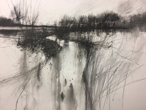 Waterfall Paintings, Art Charcoal, Landscape Sketch, Charcoal Drawings, Black And White Landscape, Drawing Faces, Charcoal Art, Abstract Art Landscape, Landscape Drawings