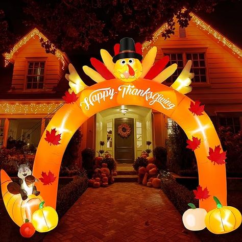 12FT Thanksgiving Inflatable Decor, Giant Inflatable Turkey Arch with Squirrel Pumpkins, Pre-lit Thanksgiving Blow Up Yard Decorations for Happy Fall Harvest Holiday Patio Outside Autumn Décor $99.99 "As an Amazon Associate I earn from qualifying purchases." Fall Necessities, Thanksgiving Inflatables, Happy Thanksgiving Sign, Inflatable Party Decorations, Turkey Decor, Yard Ornaments, Inflatable Decorations, Yard Decorations, Giant Inflatable