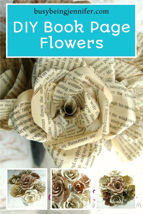 Upcycled Books Crafts, Kanban Crafts, Book Page Roses, Book Page Flowers, Diy Fleur, Diy Buch, Old Book Crafts, Fleurs Diy, Book Page Crafts