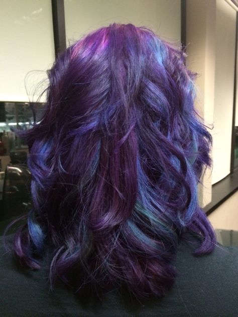 Purple and teal hair #pravana #lockedin Purple And Teal Hair, Alt Hairstyles, Hair Dressers, Teal Hair, Hollywood Hair, Curly Hair Photos, Purple And Teal, Dyed Hair Inspiration, Hair Aesthetic