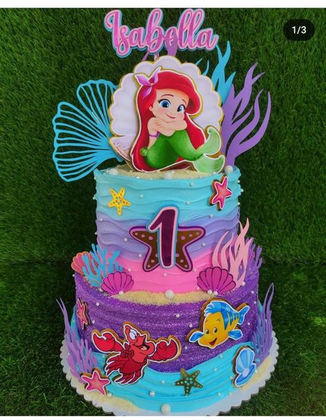 Little Mermaid Birthday Party Cake, Little Mermaid Cake Ideas, Ariel Cake Ideas, Mermaid Birthday Party Decorations Diy, Mermaid Cake Ideas, Ariel Birthday Cake, Mermaid Theme Cake, Bolo Ariel, Little Mermaid Birthday Cake