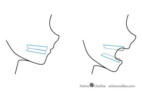 How to Draw Anime & Manga Mouths Side View - AnimeOutline Drawing Mouths Side View, Side Profile Drawing Mouth Open, Anime Mouths Side View, Open Mouth Drawing Reference Side Profile, Anime Side Profile Mouth Open, Anime Mouth Reference Side View, Manga Eyes Side View, How To Draw Teeth, Anime Side View