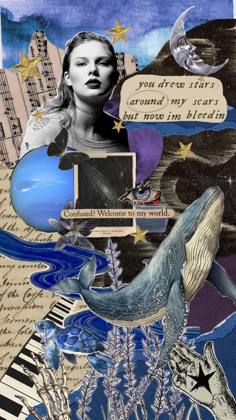 #taylorswift #blue #marine #whale #music #Moodboard A Collage, Mood Board, Taylor Swift, Collage, Music, Blue