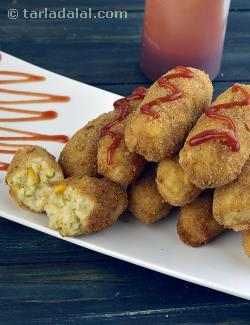 Corn and Rice Croquettes Rice Croquettes Recipe, Corn Croquettes, Rice Croquettes, Corn And Rice, Croquettes Recipe, Jain Recipes, Fried Corn, Cooked Rice, Dried Mangoes