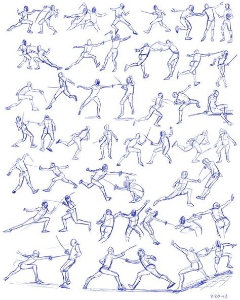 Fencing Drawing Reference, Fencing Poses Reference Drawing, Fencing Drawing Poses, Fencing Poses Drawing, Combat Poses Drawing, Rapier Reference Pose, Fencing Reference, Fencing Anime, Swordfighting Reference Poses