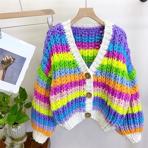 Multi Color Sweater, Estilo Harajuku, Cardigan For Women, Coat Autumn, Color Sweater, Chunky Knit Cardigan, Sweater Coat, Matches Fashion, Women Sleeve