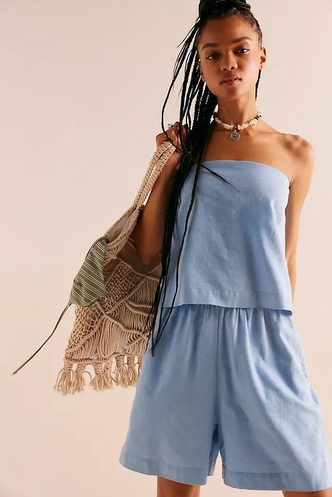 Matching Two Piece Sets | Free People City Sidewalk, Medium Tv Show, Blue Bell, Technology Fashion, Celebrity Lifestyle, Backless Top, Crop Top Skirt, Linen Set, Celebrity Entertainment